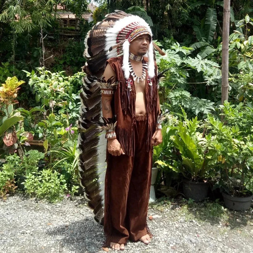 Xxl handmade feather warbonnet - feather,