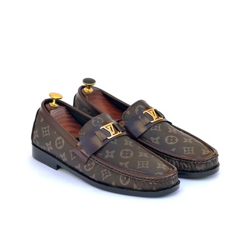 Handmade brown leather - brown, loafers